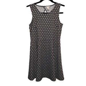 H&M Black & White Diamond Print Sleeveless Dress With Keyhole Back Size Large